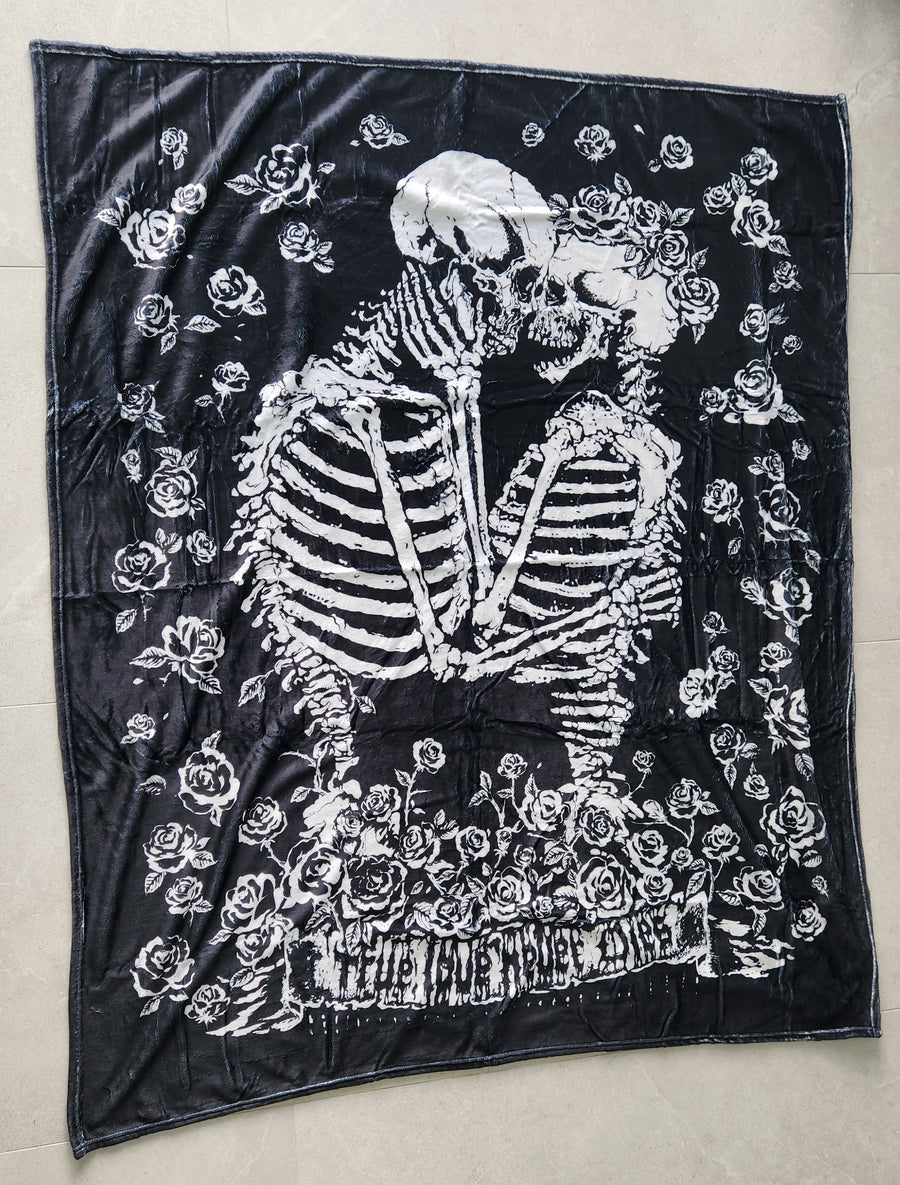 Skeleton, Love and Rose- Art Deco Throw