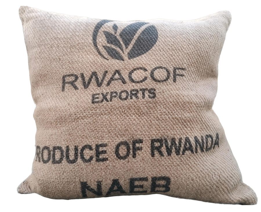 Repurposed Rwanda Coffeebean Bag Cushion Cover- Dystopian Essentials