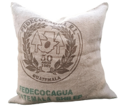 Repurposed GUATEMALA Coffeebean Bag Cushion Cover- Dystopian Essentials