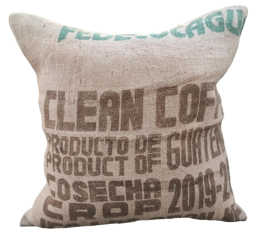 Repurposed GUATEMALA Coffeebean Bag Cushion Cover- Dystopian Essentials