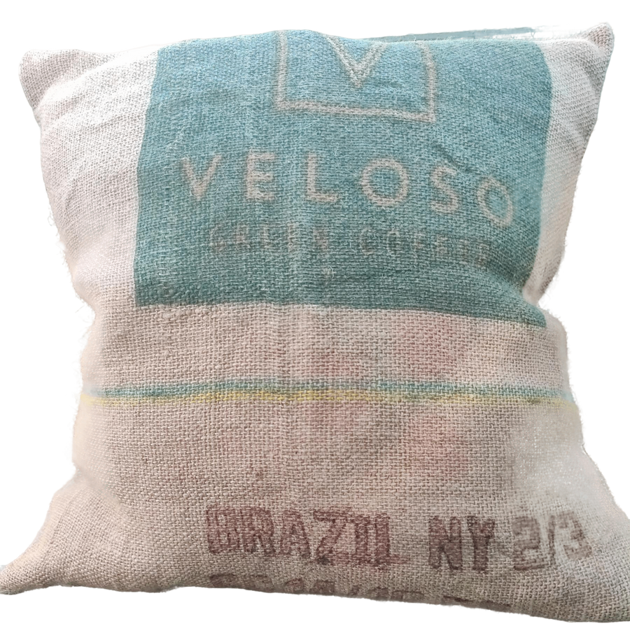 Repurposed Brazil Coffeebean Bag Cushion Cover- Dystopian Essentials